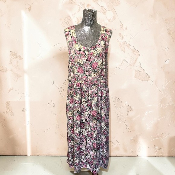 Bryn Connelly Dresses & Skirts - Vintage Bryn Connelly Floral Sundress 2X Plus Cottagecore Button Front Pockets